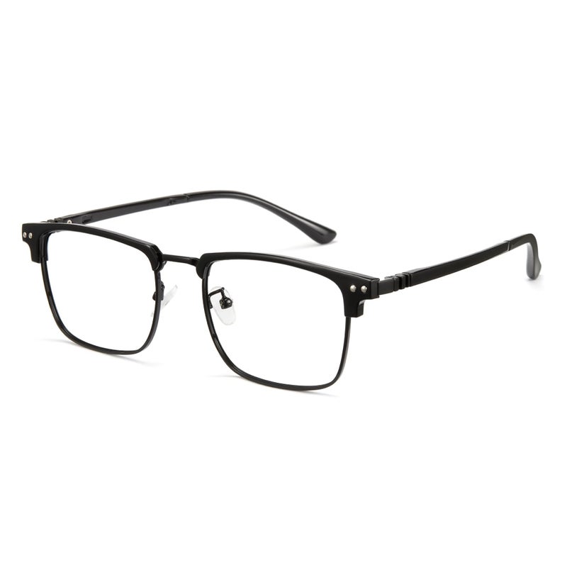 Cyxus Blue Light Blocking Glasses for Men Half Rimless Square Computer and Gaming Eyewear Stylish Frame 8133 Black